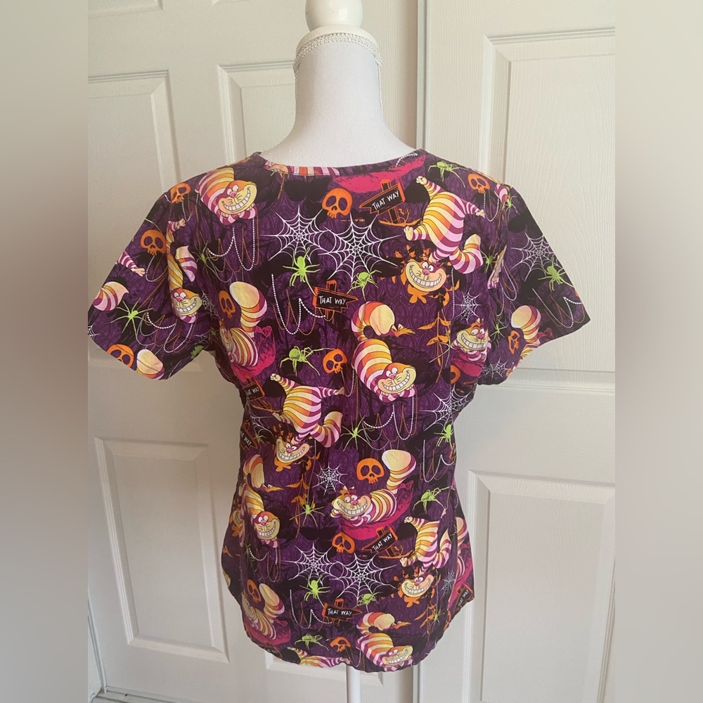 Alice in Wonderland Halloween Scrub Top - Picture 2 of 3